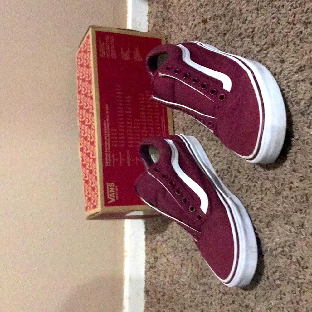 White & burgundy vans (low top)